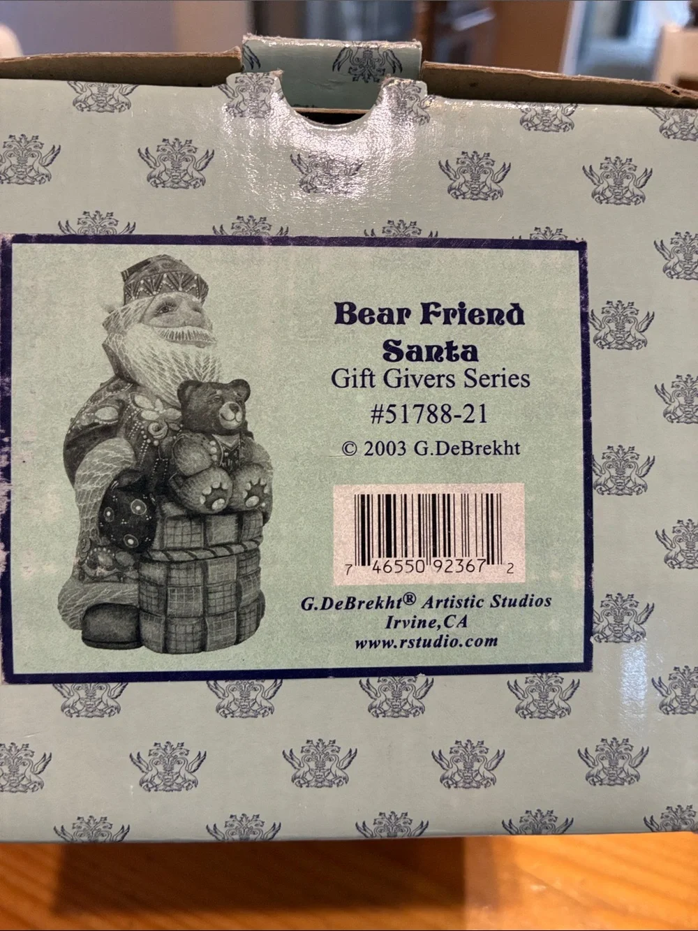Hand-Painted Rustic Red Santa with Bear Holiday Figurine